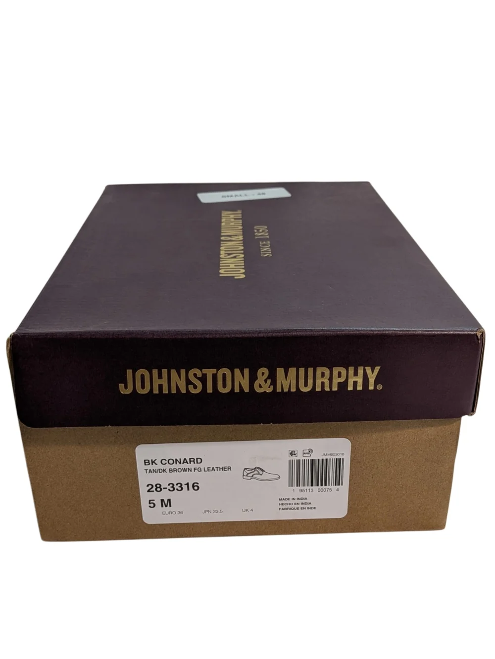 Johnston & Murphy Conard Saddle Boys 5M Tan Brown Leather Oxford Shoes NIB